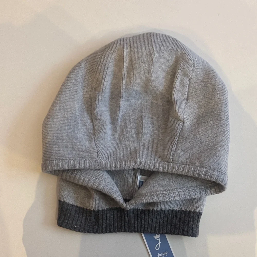 Jacadi Light Gray Knit Balaclava with Dark Gray Trim